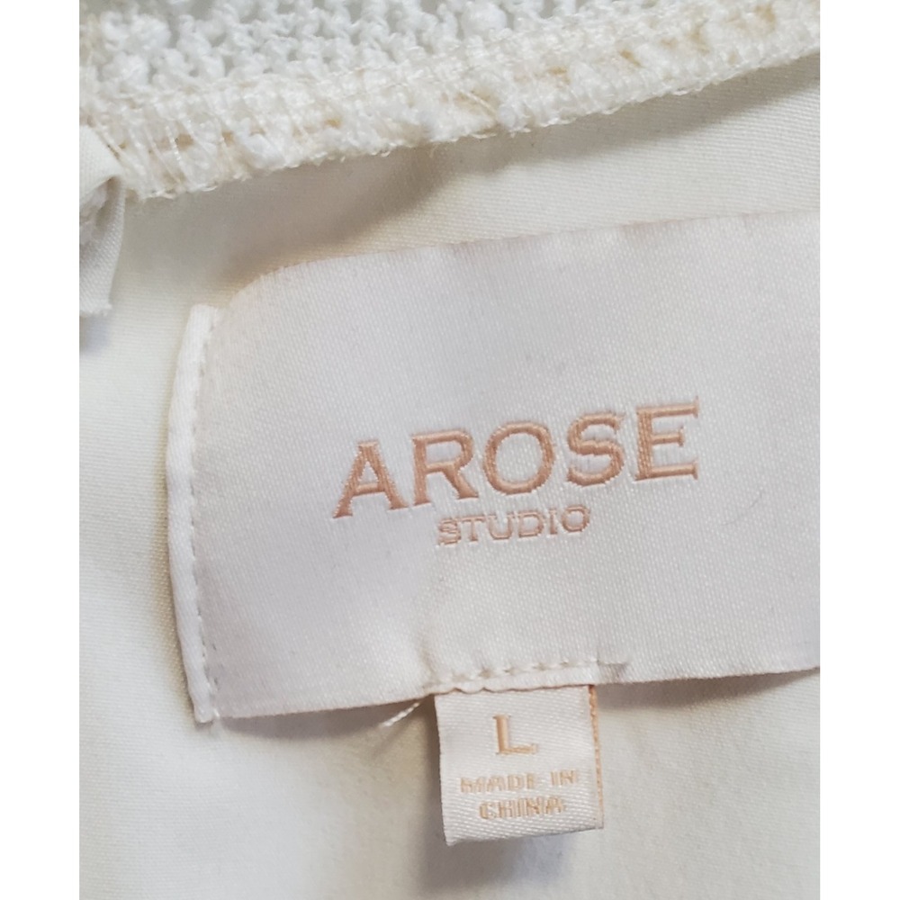 AROSE Studio Jules Dress L Cream NWT Stunning Pleat Crochet Style Lace/Line/Belt - Picture 11 of 16